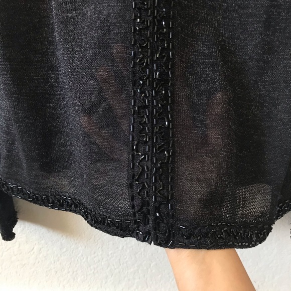 Arden B Black Beaded Long Sleeves Cardigan Size M - Picture 3 of 16